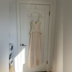 Daniella Lace Corset Pleated Maxi Dress - Cream BNWT